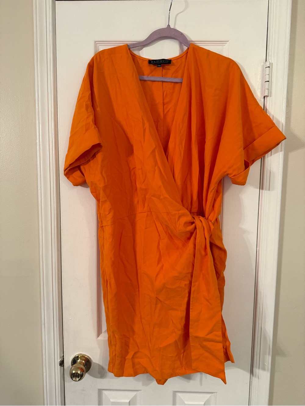 Eloquii Orange Wrap Romper with Side Knot